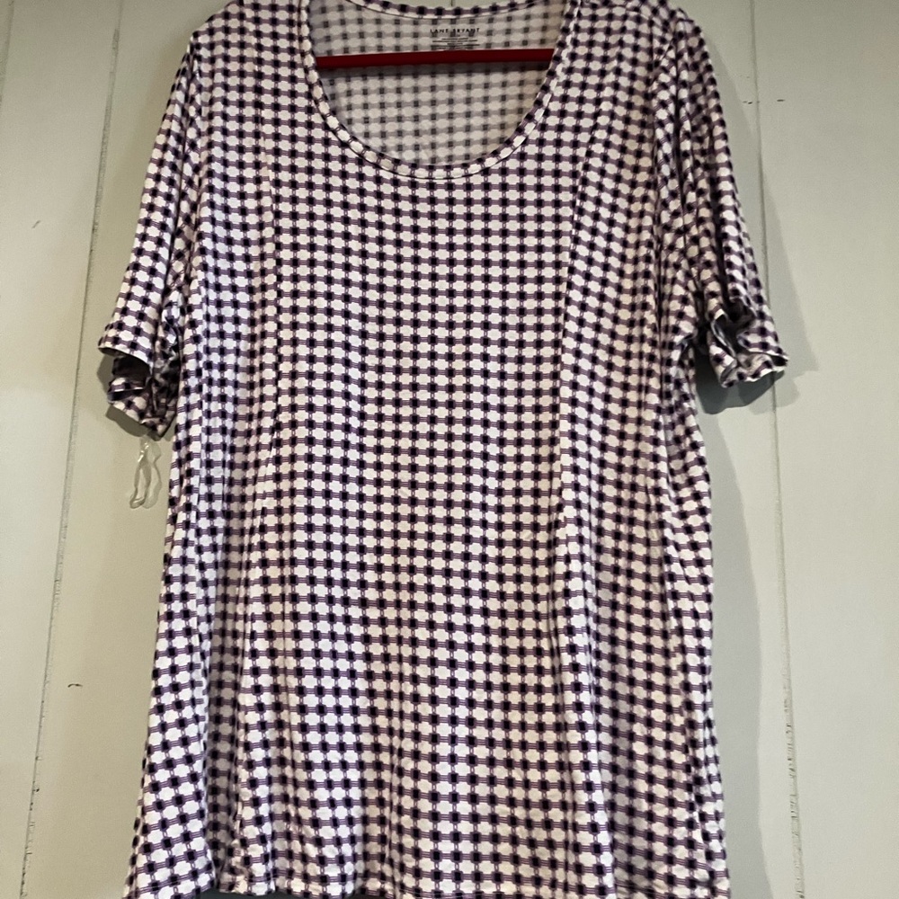 Lane Bryant Purple and White Patterned Tee